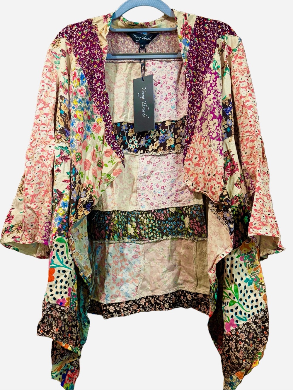 Young Threads Floral Patchwork Kimono - Multicolor